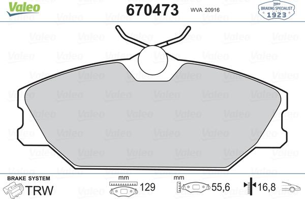 Valeo 670473 - Komplet Pločica, disk-kočnica www.molydon.hr