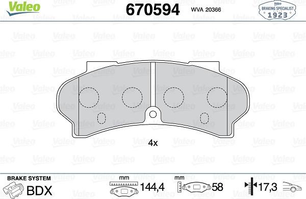 Valeo 670594 - Komplet Pločica, disk-kočnica www.molydon.hr