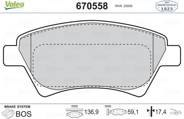 Valeo 670558 - Komplet Pločica, disk-kočnica www.molydon.hr