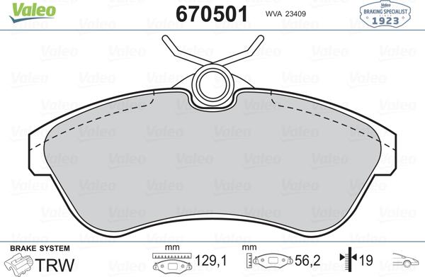 Valeo 670501 - Komplet Pločica, disk-kočnica www.molydon.hr