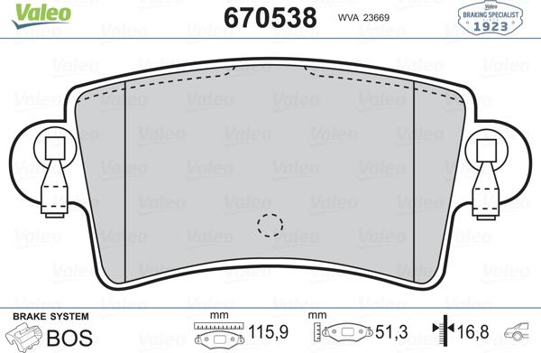 Valeo 670538 - Komplet Pločica, disk-kočnica www.molydon.hr