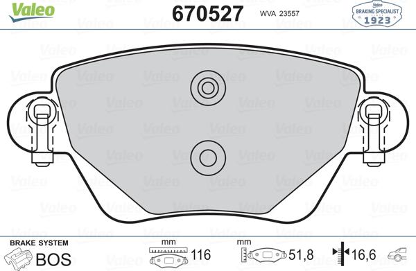 Valeo 670527 - Komplet Pločica, disk-kočnica www.molydon.hr