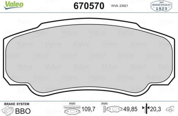 Valeo 670570 - Komplet Pločica, disk-kočnica www.molydon.hr