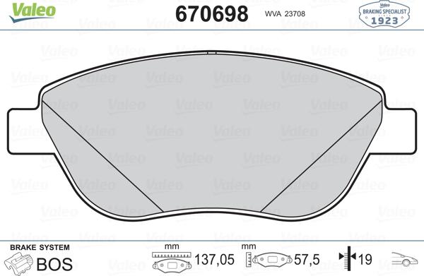 Valeo 670698 - Komplet Pločica, disk-kočnica www.molydon.hr