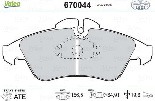 Valeo 670044 - Komplet Pločica, disk-kočnica www.molydon.hr