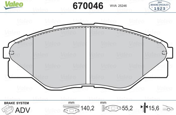 Valeo 670046 - Komplet Pločica, disk-kočnica www.molydon.hr