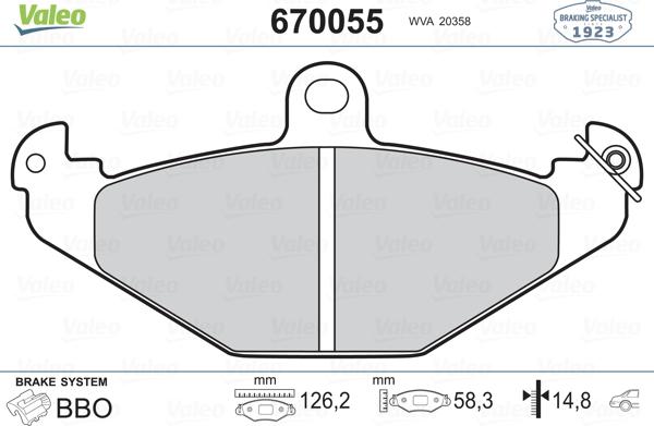 Valeo 670055 - Komplet Pločica, disk-kočnica www.molydon.hr