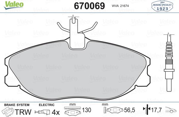 Valeo 670069 - Komplet Pločica, disk-kočnica www.molydon.hr