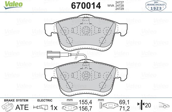 Valeo 670014 - Komplet Pločica, disk-kočnica www.molydon.hr