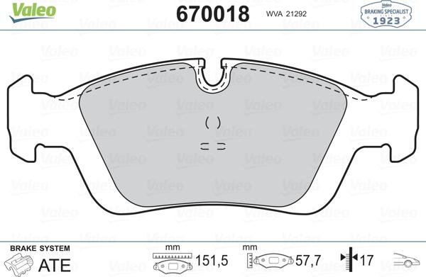 Valeo 670018 - Komplet Pločica, disk-kočnica www.molydon.hr