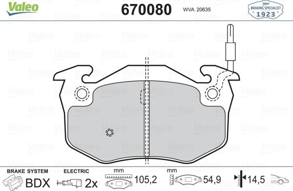 Valeo 670080 - Komplet Pločica, disk-kočnica www.molydon.hr