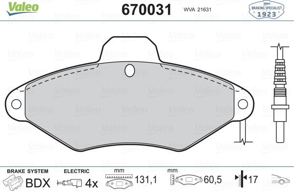 Valeo 670031 - Komplet Pločica, disk-kočnica www.molydon.hr