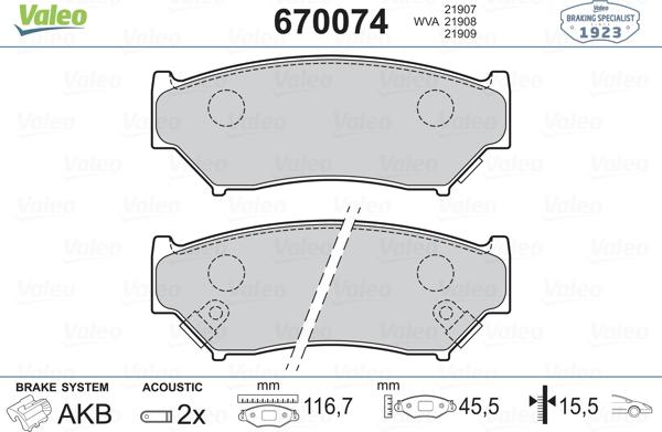 Valeo 670074 - Komplet Pločica, disk-kočnica www.molydon.hr