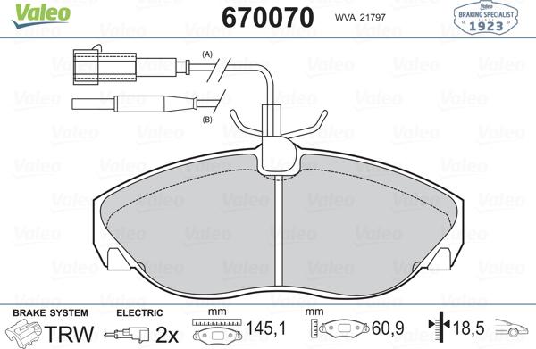 Valeo 670070 - Komplet Pločica, disk-kočnica www.molydon.hr