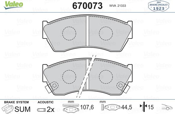 Valeo 670073 - Komplet Pločica, disk-kočnica www.molydon.hr