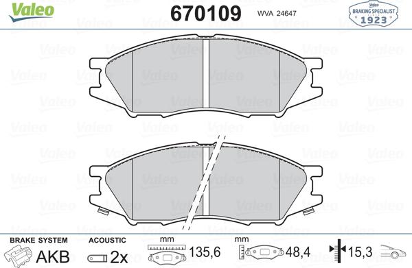 Valeo 670109 - Komplet Pločica, disk-kočnica www.molydon.hr