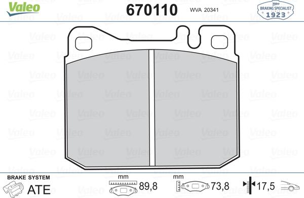 Valeo 670110 - Komplet Pločica, disk-kočnica www.molydon.hr