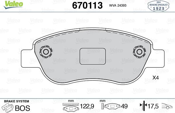 Valeo 670113 - Komplet Pločica, disk-kočnica www.molydon.hr