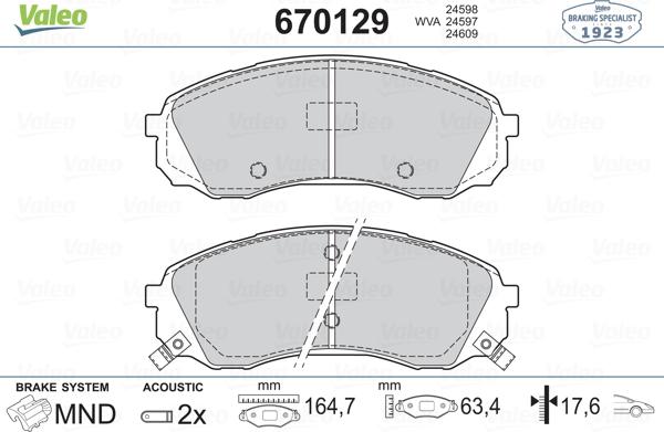 Valeo 670129 - Komplet Pločica, disk-kočnica www.molydon.hr