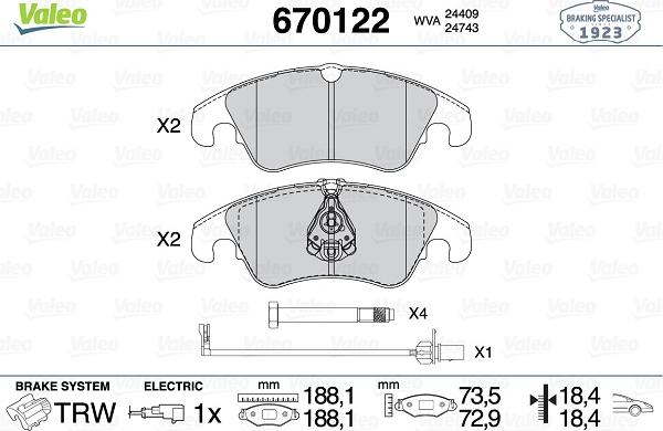 Valeo 670122 - Komplet Pločica, disk-kočnica www.molydon.hr