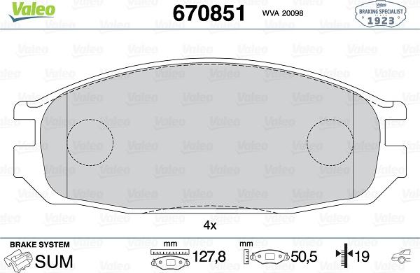 Valeo 670851 - Komplet Pločica, disk-kočnica www.molydon.hr