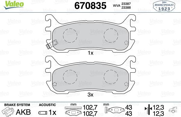 Valeo 670835 - Komplet Pločica, disk-kočnica www.molydon.hr