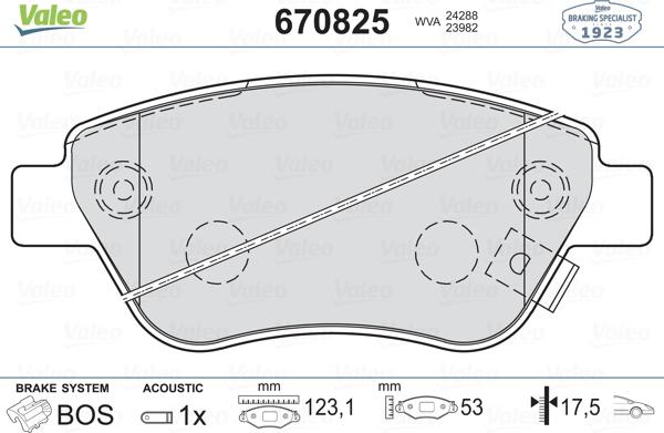 Valeo 670825 - Komplet Pločica, disk-kočnica www.molydon.hr