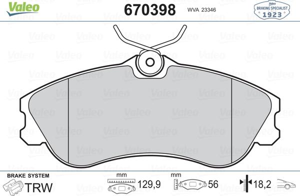 Valeo 670398 - Komplet Pločica, disk-kočnica www.molydon.hr