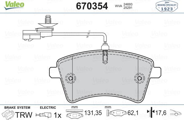 Valeo 670354 - Komplet Pločica, disk-kočnica www.molydon.hr