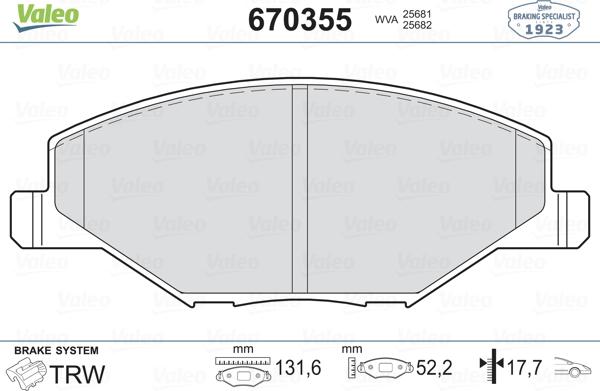 Valeo 670355 - Komplet Pločica, disk-kočnica www.molydon.hr