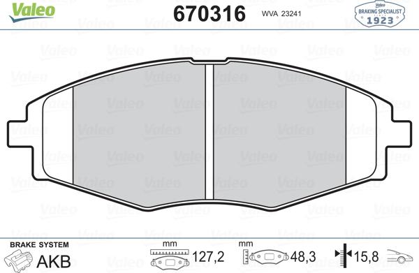 Valeo 670316 - Komplet Pločica, disk-kočnica www.molydon.hr