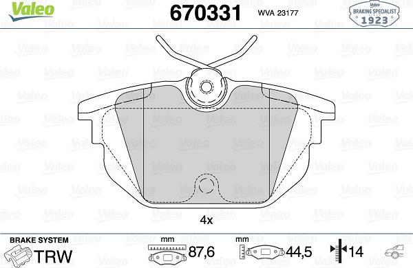 Valeo 670331 - Komplet Pločica, disk-kočnica www.molydon.hr