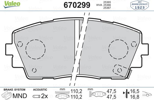 Valeo 670299 - Komplet Pločica, disk-kočnica www.molydon.hr