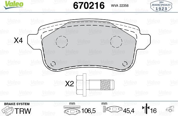 Valeo 670216 - Komplet Pločica, disk-kočnica www.molydon.hr