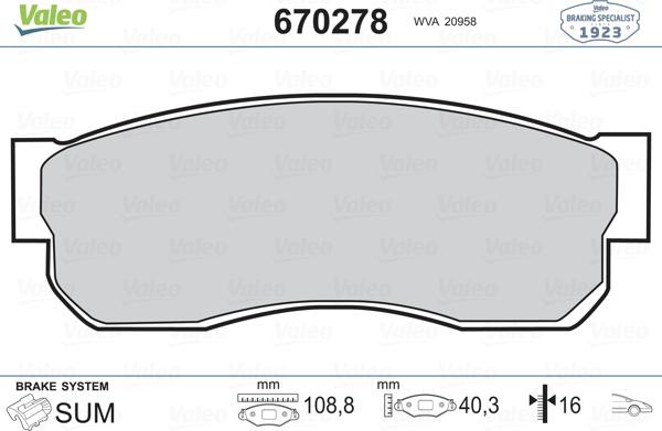 Valeo 670278 - Komplet Pločica, disk-kočnica www.molydon.hr