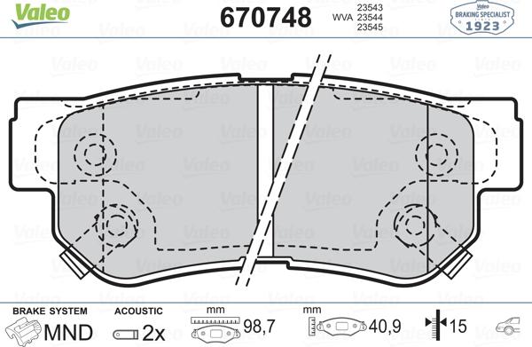 Valeo 670748 - Komplet Pločica, disk-kočnica www.molydon.hr