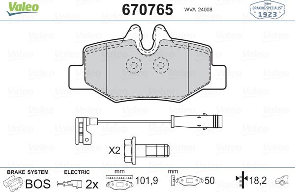 Valeo 670765 - Komplet Pločica, disk-kočnica www.molydon.hr