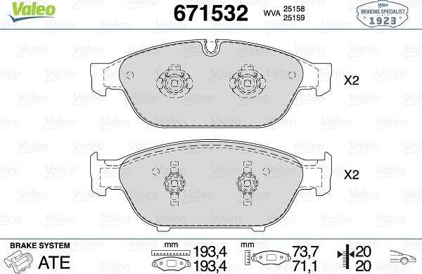 Valeo 671532 - Komplet Pločica, disk-kočnica www.molydon.hr