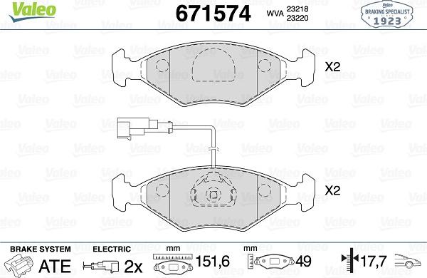 Valeo 671574 - Komplet Pločica, disk-kočnica www.molydon.hr