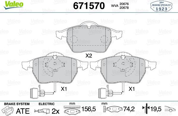 Valeo 671570 - Komplet Pločica, disk-kočnica www.molydon.hr