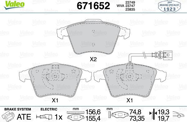 Valeo 671652 - Komplet Pločica, disk-kočnica www.molydon.hr