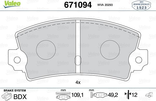 Valeo 671094 - Komplet Pločica, disk-kočnica www.molydon.hr