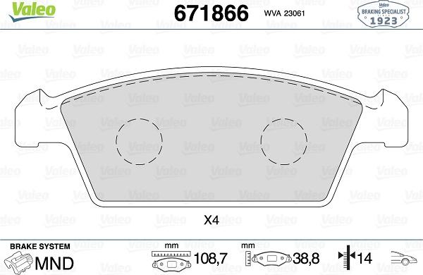 Valeo 671866 - Komplet Pločica, disk-kočnica www.molydon.hr