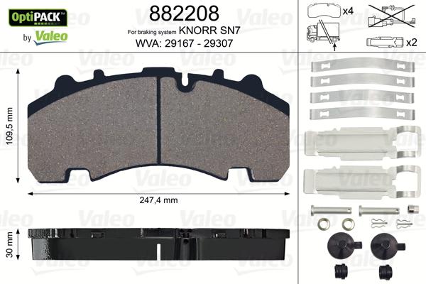 Valeo 882208 - Komplet Pločica, disk-kočnica www.molydon.hr