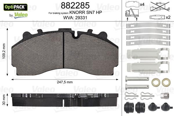 Valeo 882285 - Komplet Pločica, disk-kočnica www.molydon.hr