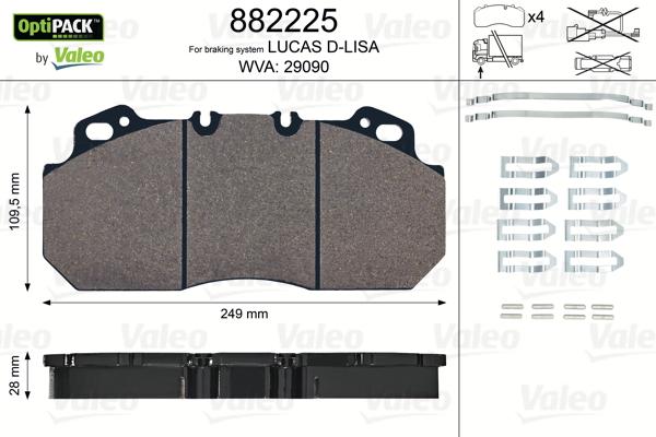 Valeo 882225 - Komplet Pločica, disk-kočnica www.molydon.hr