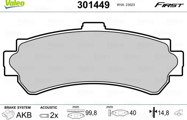 Valeo 301449 - Komplet Pločica, disk-kočnica www.molydon.hr