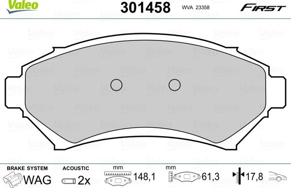 Valeo 301458 - Komplet Pločica, disk-kočnica www.molydon.hr