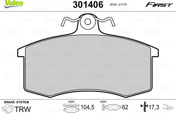 Valeo 301406 - Komplet Pločica, disk-kočnica www.molydon.hr