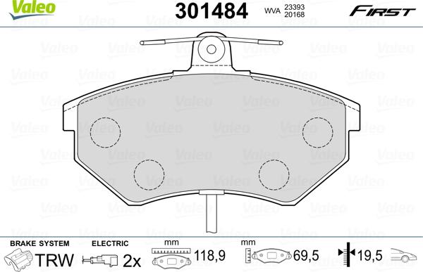 Valeo 301484 - Komplet Pločica, disk-kočnica www.molydon.hr